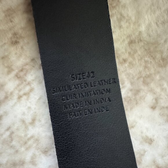 True Religion Black PU "Leather" Belt w/ TR Branding All Over, Size 42 - Picture 6 of 6